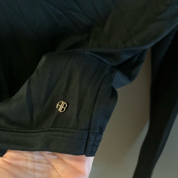 Anine Bing Black Fitted Long Sleeve ribbed Jane top - Picture 8 of 9